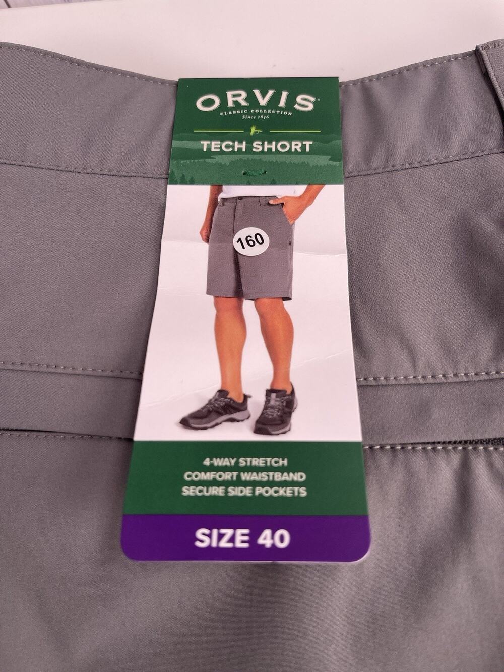 Orvis Tech Shorts Gray men's Size 40 Zip 6 Pockets lightweight perfomance